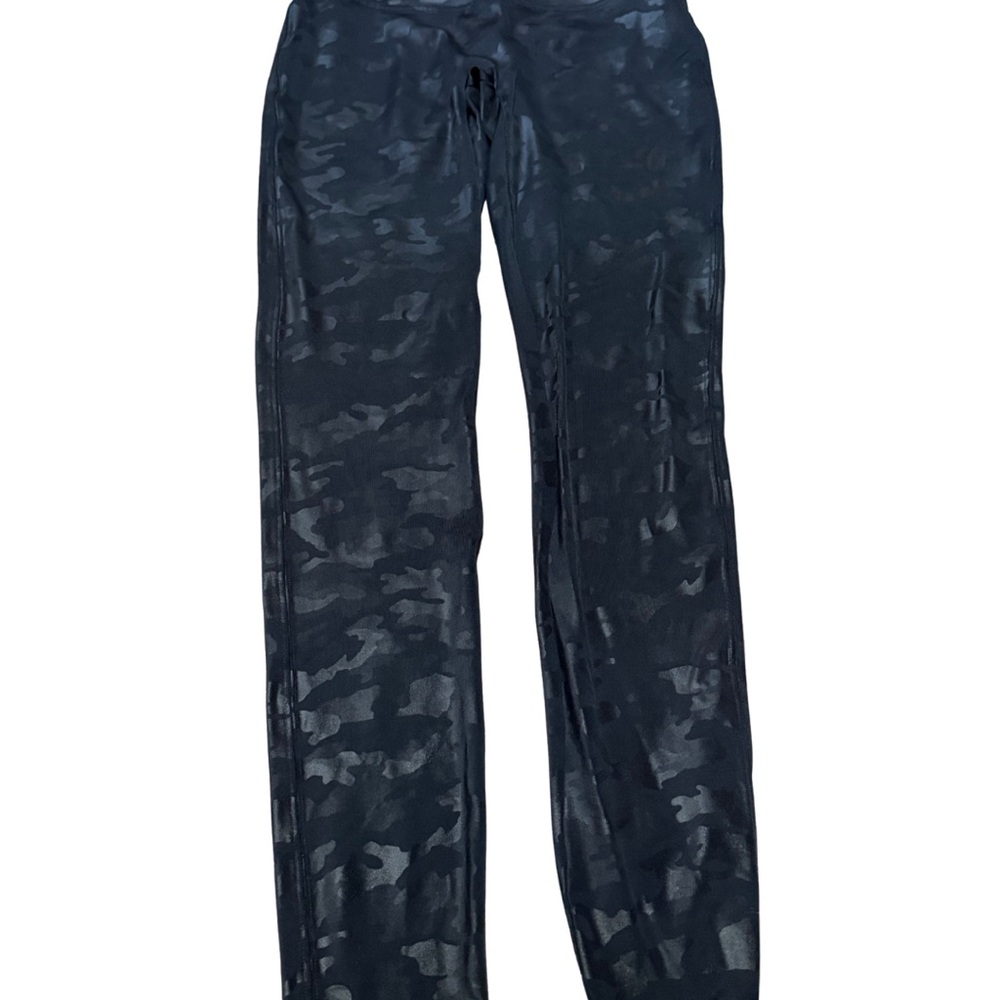 SPANX Seamless Camo Compression Leggings Black Gray Metallic Size L